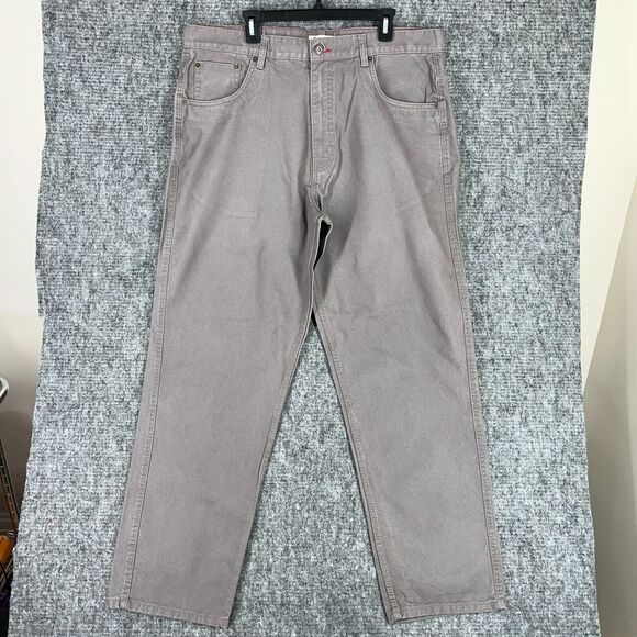Eddie Bauer Pants Mens 40 Gray Relaxed‎ Fit Heavyweight Canvas Workwear Chore - Picture 1 of 9